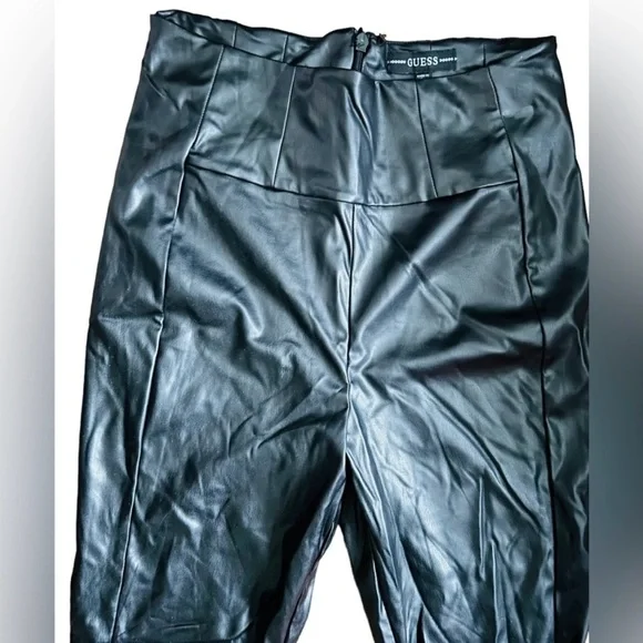 GUESS faux leather pants faux leather leggings zip up back | high waist - Picture 2 of 7
